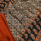 SATIN SILK FABRIC AJRAKH PRINT SAREE WITH BEAUTIFUL TASSELS (WITH BLOUSE ) (6.15 MTR CUT) ##SR0214