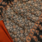 SATIN SILK FABRIC AJRAKH PRINT SAREE WITH BEAUTIFUL TASSELS (WITH BLOUSE ) (6.15 MTR CUT) ##SR0214