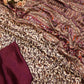 SATIN SILK FABRIC AJRAKH PRINT SAREE WITH BEAUTIFUL TASSELS (WITH BLOUSE ) (6.15 MTR CUT) ##SR0214