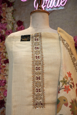 FIGURE PATTERN SUIT FABRIC WITH HANDWORK (UN-STITCHED)  ##SP068