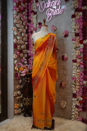 MULTICOLOUR RAJWARI SAREE WITH AARI-TARI WORK ON GEORGETTE FABRIC (WITHOUT BLOUSE)  ##SR459