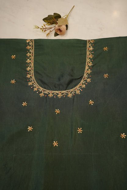 Pure Silk Fabric Handwork Blouse with Elephant Design (Unstitched)  ##HB040