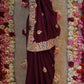 BRIDAL SAREE WITH HEAVY BORDER SEQUENCE ,EMBROIDERY AND DORI WORK (6.15 MTR CUT ) (WITH BLOUSE)  ##SR0216
