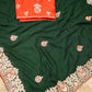 BRIDAL SAREE WITH HEAVY BORDER SEQUENCE ,EMBROIDERY AND DORI WORK (6.15 MTR CUT ) (WITH BLOUSE)  ##SR0216