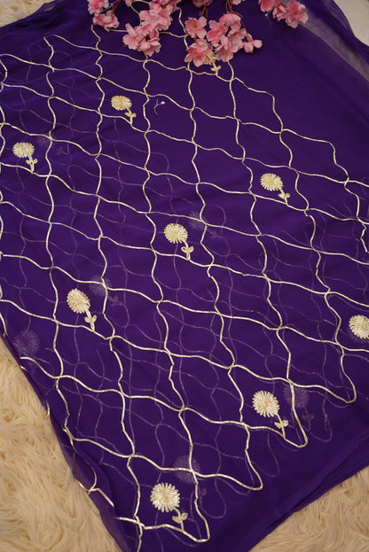 RAJPUTI SAREE WITH GOTAPATTI WORK ON ROYAL GEORGETTE FABRIC (WITHOUT BLOUSE)    ##SR0221