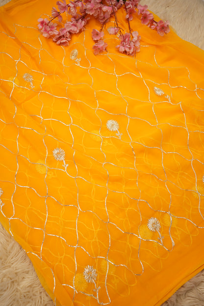 RAJPUTI SAREE WITH GOTAPATTI WORK ON ROYAL GEORGETTE FABRIC (WITHOUT BLOUSE)    ##SR0221