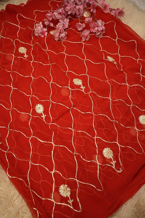 RAJPUTI SAREE WITH GOTAPATTI WORK ON ROYAL GEORGETTE FABRIC (WITHOUT BLOUSE)    ##SR0221