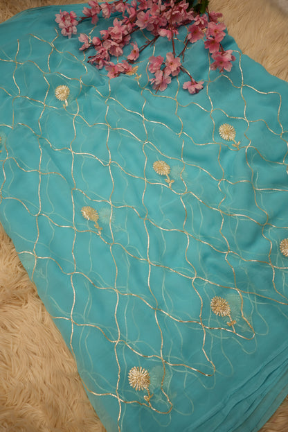 RAJPUTI SAREE WITH GOTAPATTI WORK ON ROYAL GEORGETTE FABRIC (WITHOUT BLOUSE)    ##SR0221