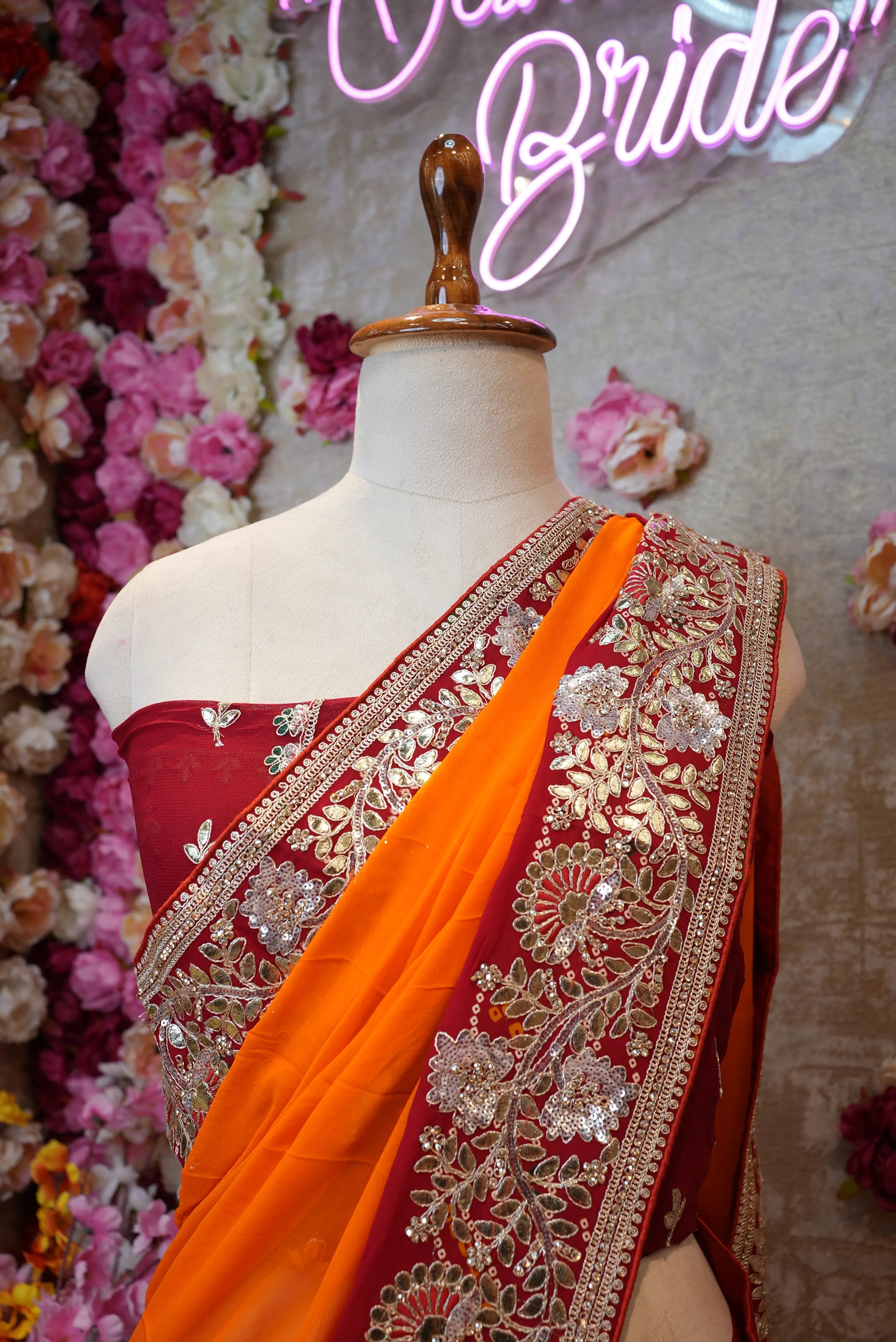 Rajasthani Traditional Pila Chunri Saree with Sequence Work (With Blouse)