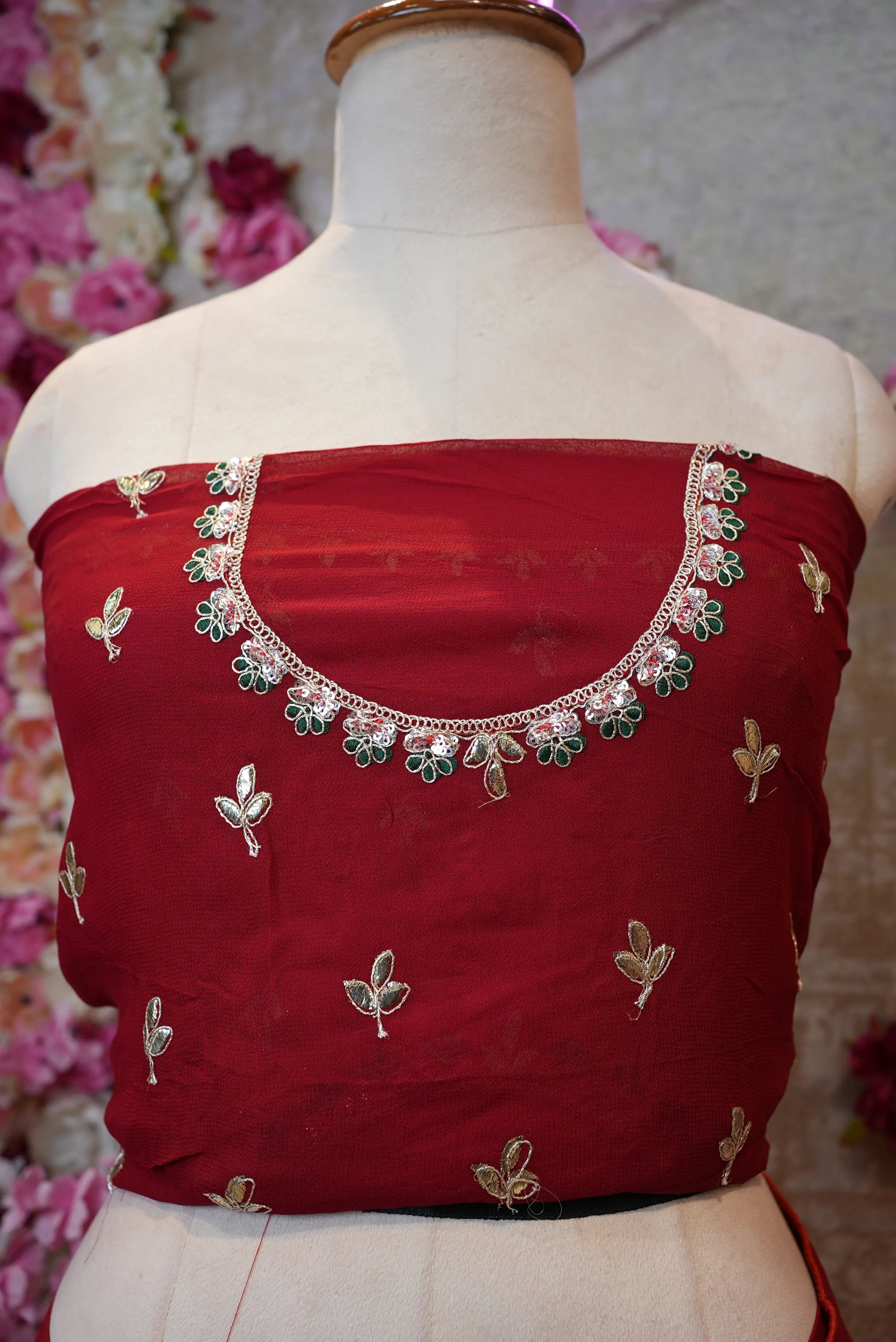 Rajasthani Traditional Pila Chunri Saree with Sequence Work (With Blouse)