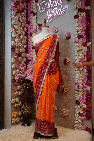 RAJASTHANI TRADITIONAL PILA SAREE WITH GOTA PATTI HANDWORK (WITH BLOUSE) ##SR0306