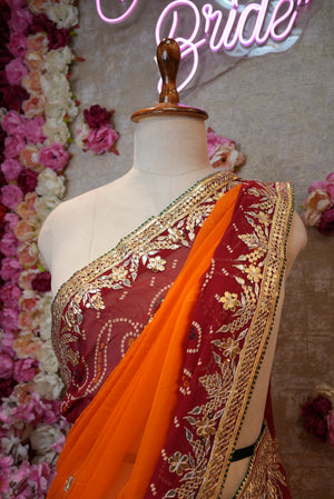 RAJASTHANI TRADITIONAL PILA SAREE WITH GOTA PATTI HANDWORK (WITH BLOUSE) ##SR0311