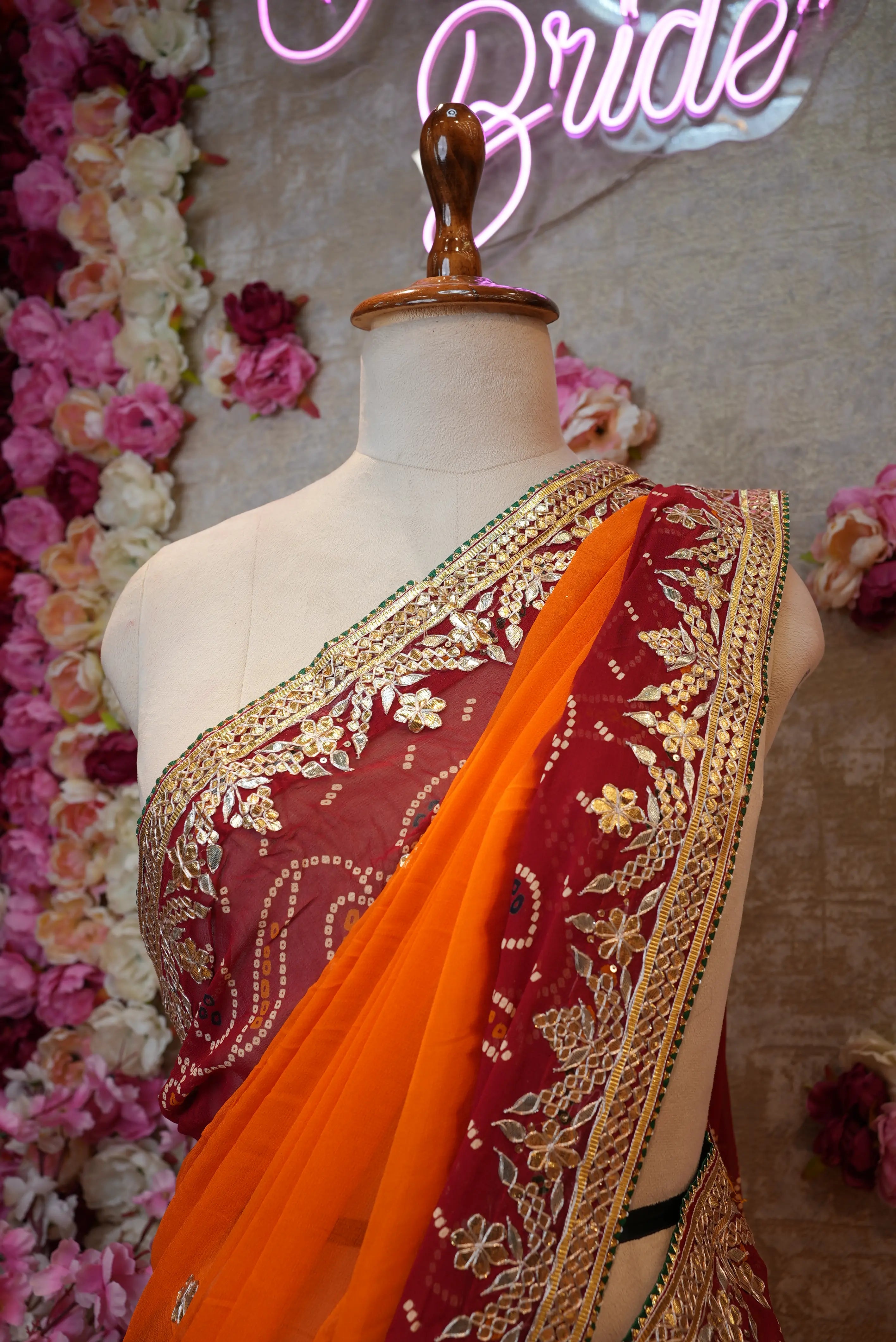 Rajasthani Traditional Pila Saree with Gota Patti Handwork (With Blouse)