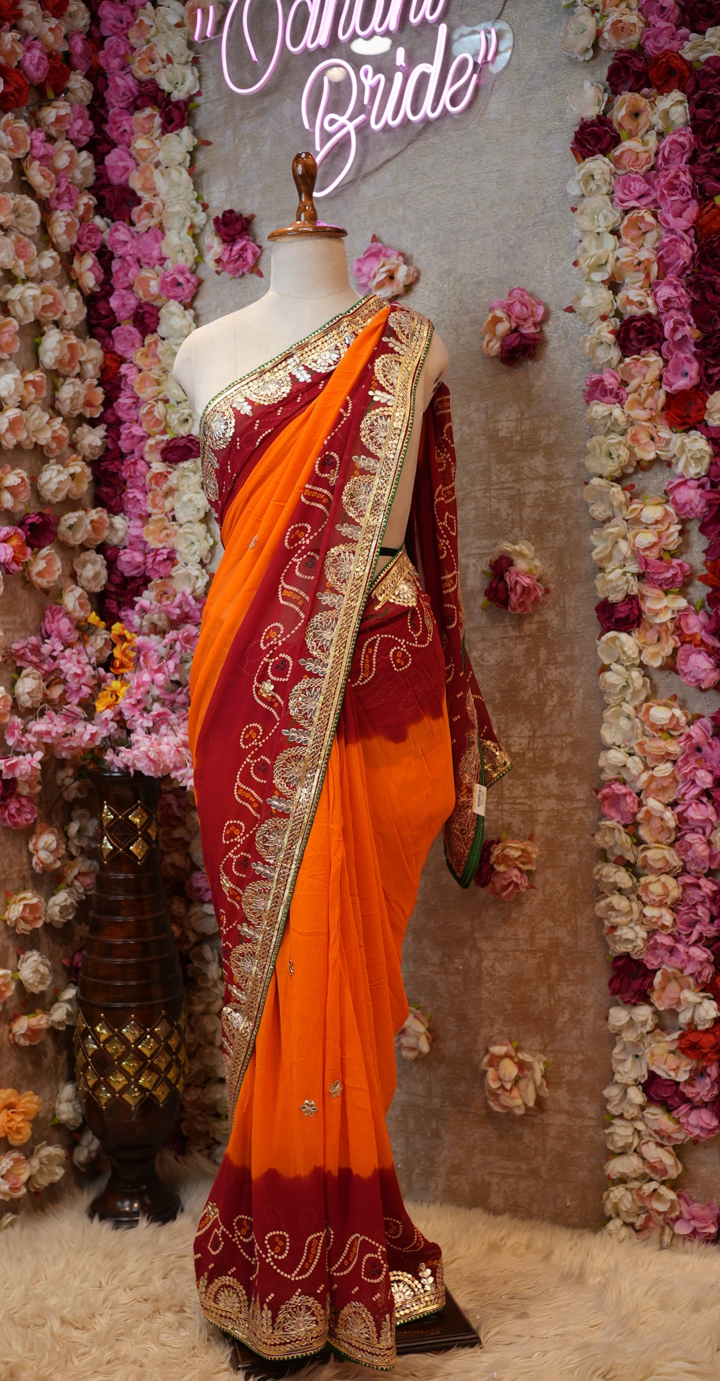 RAJASTHANI TRADITIONAL PILA SAREE WITH GOTA PATTI HANDWORK (WITH BLOUSE) ##SR0313