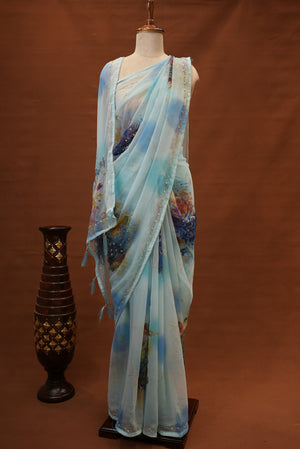 HANDWORK SAREE WITH PEACOCK DESIGN (WITH BLOUSE ) (6.15MTR CUT) ##SR0222