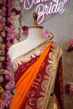 RAJASTHANI TRADITIONAL PILA SAREE WITH GOTA PATTI HANDWORK (WITH BLOUSE) ##SR0313