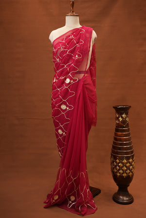 RAJPUTI SAREE WITH GOTAPATTI WORK ON ROYAL GEORGETTE FABRIC (WITHOUT BLOUSE)    ##SR0221