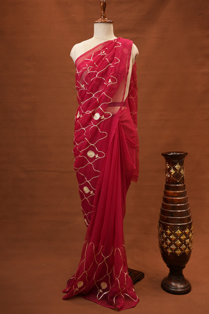 RAJPUTI SAREE WITH GOTAPATTI WORK ON ROYAL GEORGETTE FABRIC (WITHOUT BLOUSE)    ##SR0221