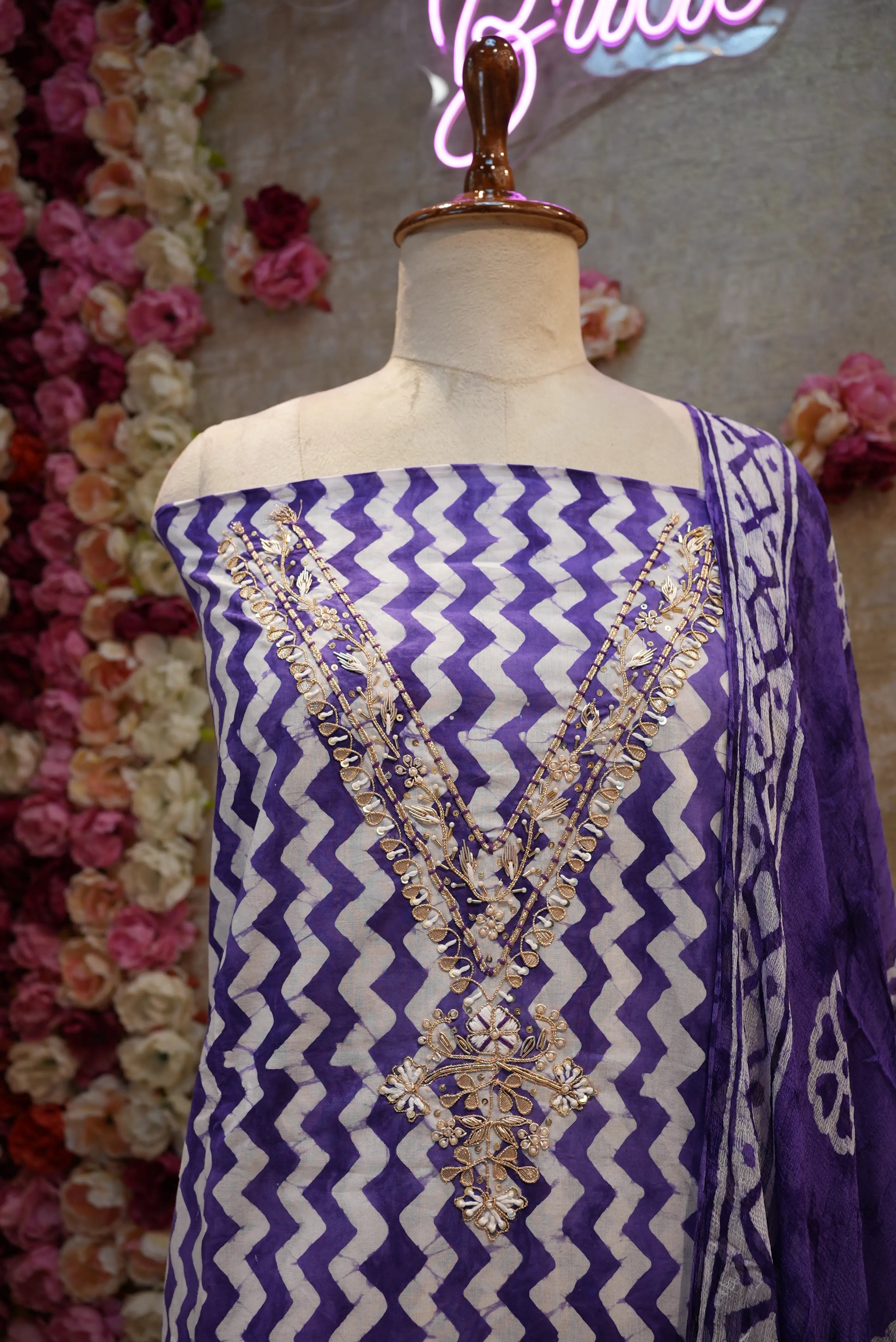PUREE COTTON 3-PIECE LEHRIYA SUIT (UNSTITCHED)