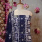 NAVY BLUE & RED SHIBORI COTTON SUIT WITH KATHA,ZARDOZI AND ANCHOR WORK SUIT FABRIC ##SR701