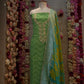 PURE CHANDERI FABRIC LEHERIYA 3-PIECE EMBROIDERY HANDWORK SUIT (UNSTITCHED)  ##SF042