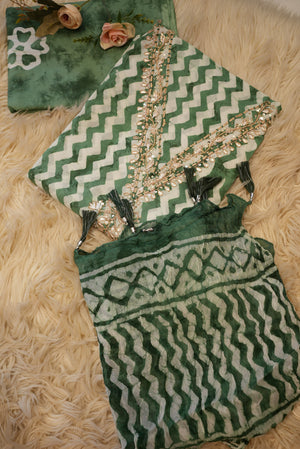 PUREE COTTON 3-PIECE LEHRIYA SUIT (UNSTITCHED) ##SF040