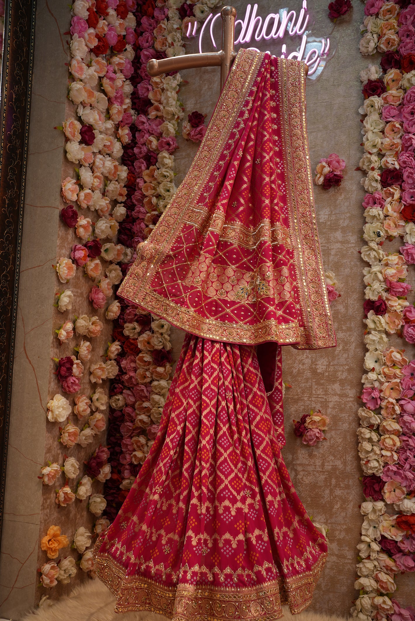 GOTA PATTI AND ZARDOZI WORK KADHI JORJET FABRIC SAREE (WITH BLOUSE) (6.15 MTR CUT APPROX) ##SR0232