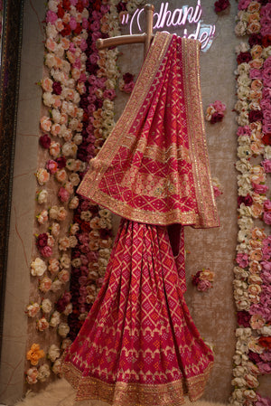 GOTA PATTI AND ZARDOZI WORK KADHI JORJET FABRIC SAREE (WITH BLOUSE) (6.15 MTR CUT APPROX) ##SR0232