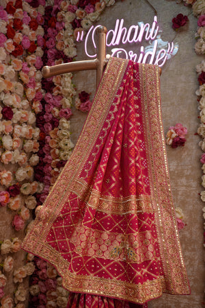 GOTA PATTI AND ZARDOZI WORK KADHI JORJET FABRIC SAREE (WITH BLOUSE) (6.15 MTR CUT APPROX) ##SR0232