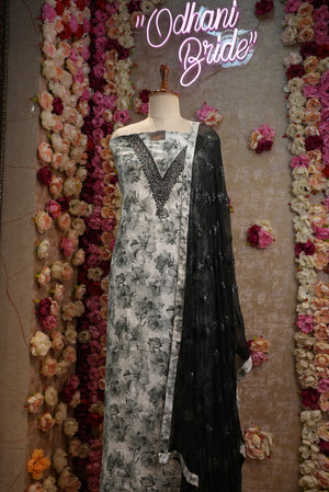 PURE MASLIN FABRIC SUIT WITH CUTDANA WORK (UNSTITCHED)   ##SF034