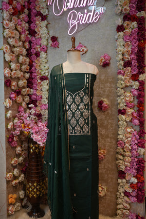 DOLA FABRIC SUIT WITH PITTAN WORK & BUTI WORK WITH DUPPATA & BOTTOM    ##SF700