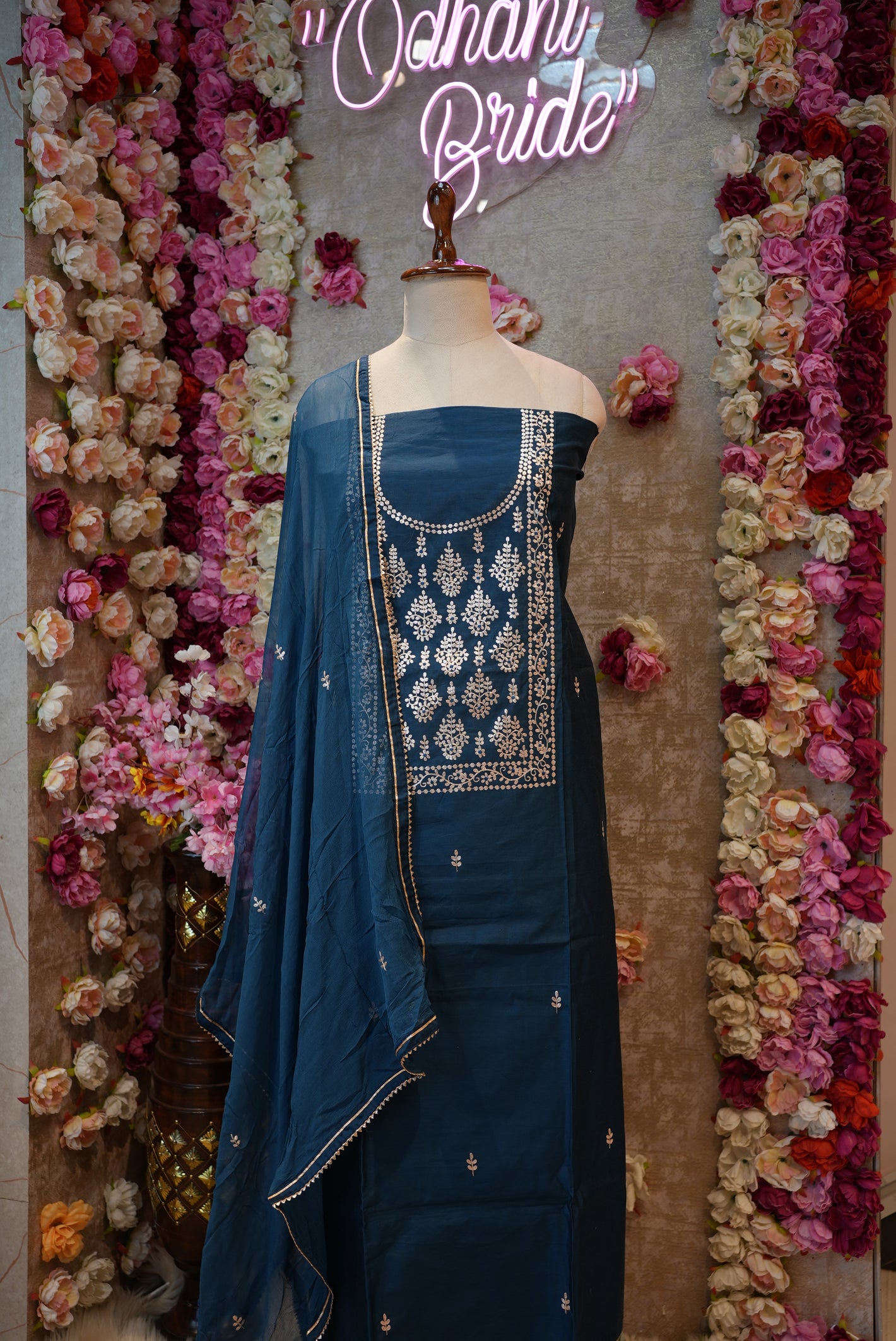 DOLA FABRIC SUIT WITH PITTAN WORK & BUTI WORK WITH DUPPATA & BOTTOM    ##SF700