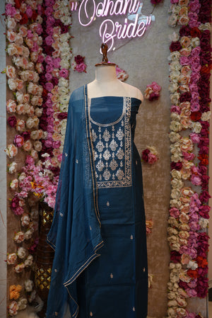 DOLA FABRIC SUIT WITH PITTAN WORK & BUTI WORK WITH DUPPATA & BOTTOM    ##SF700