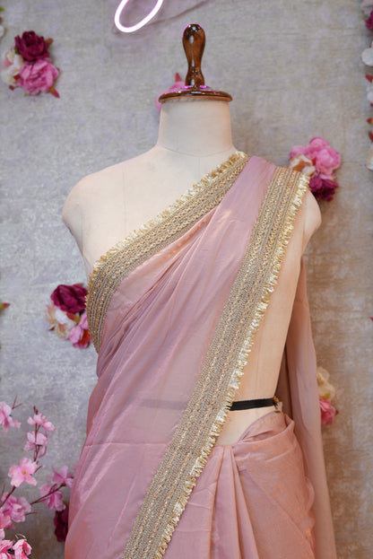 MATALLIC TISSUE FABRIC SAREE WITH HIRAMANDI LACE WITH HEAVY SEQUENCE & EMBROIDERY BLOUSE SR468