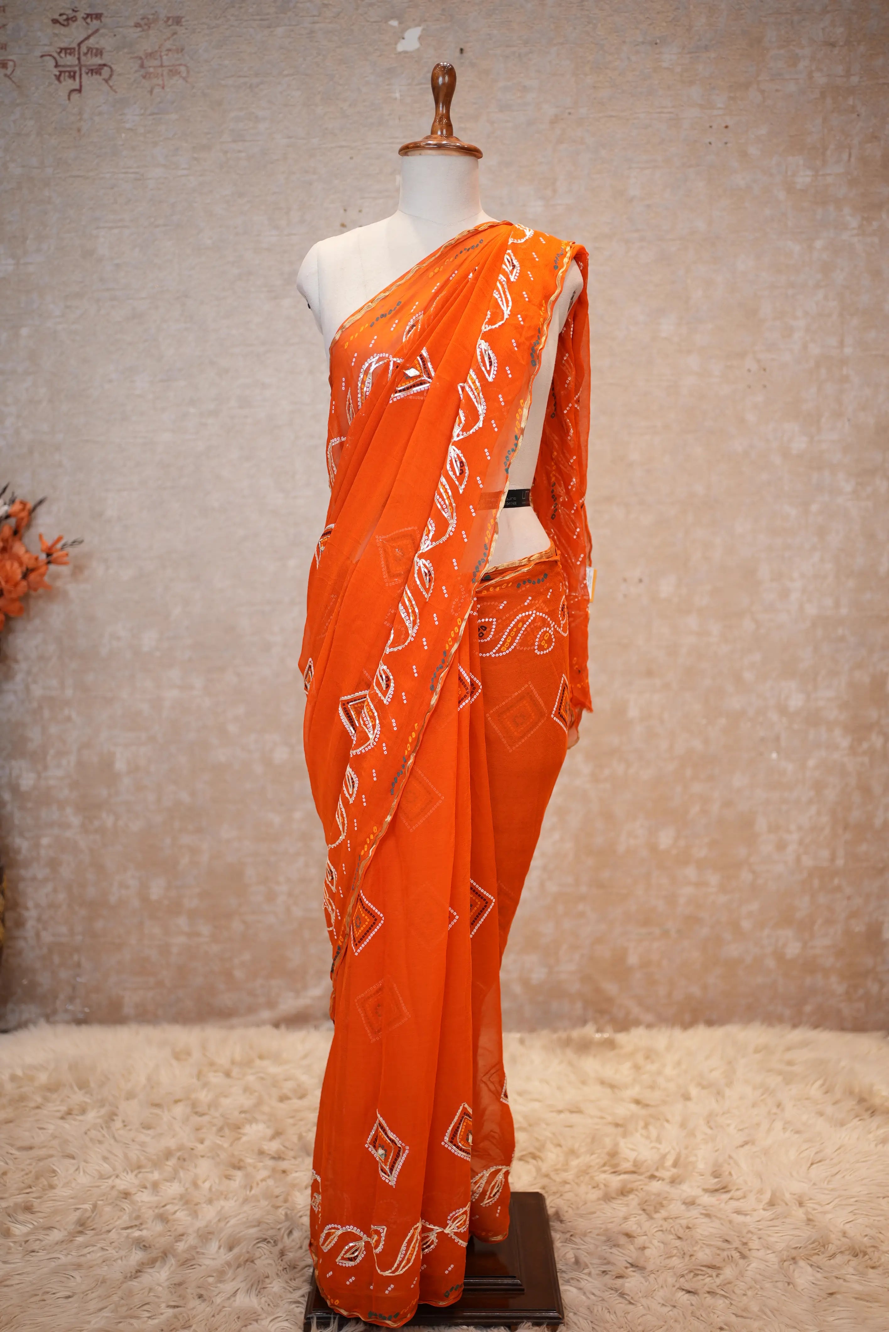 Viscose Georgette Fabric Saree With Kacchi Gota Work