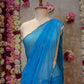ROYAL CHIFFON FABRIC SAREE WITH LINING PATTERN CUTDANA HANDWORK (WITH CONTRST RED BLOUSE)   ##SR475