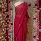 ROYAL CHIFFON FABRIC SAREE WITH LINING PATTERN CUTDANA HANDWORK (WITH CONTRST RED BLOUSE)   ##SR475