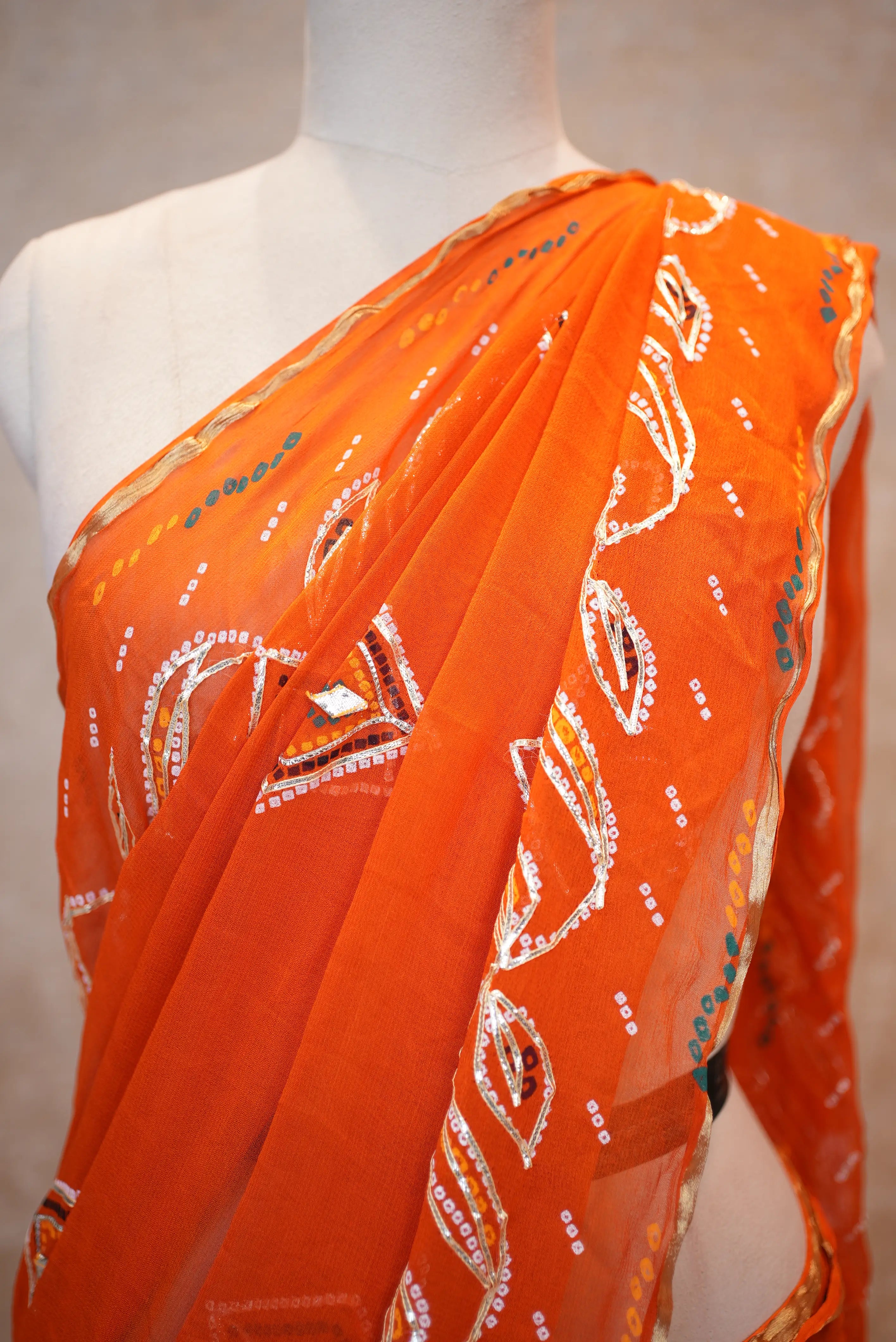Viscose Georgette Fabric Saree With Kacchi Gota Work