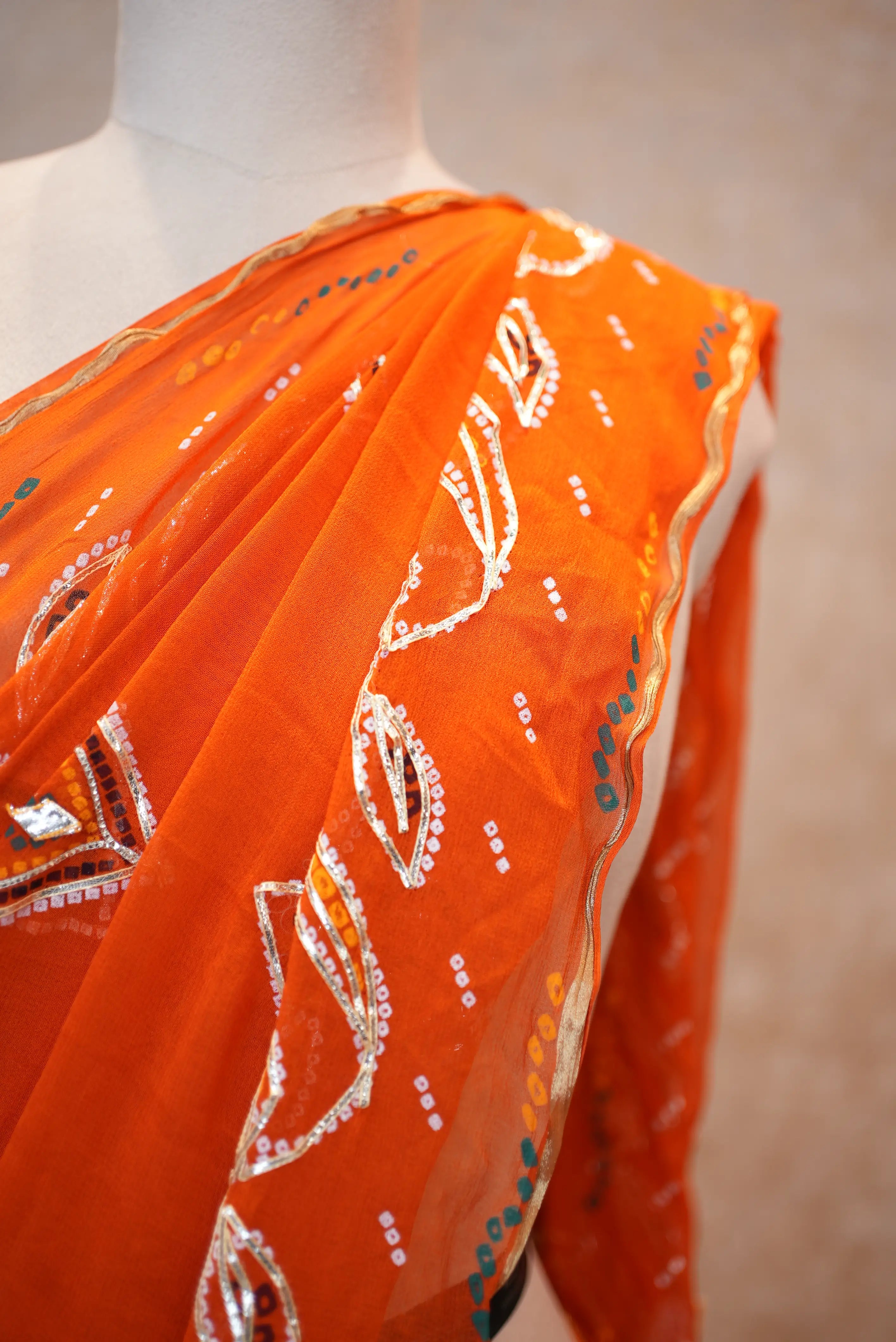 Viscose Georgette Fabric Saree With Kacchi Gota Work