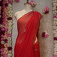 ROYAL CHIFFON FABRIC SAREE WITH LINING PATTERN CUTDANA HANDWORK (WITH CONTRST RED BLOUSE)   ##SR475