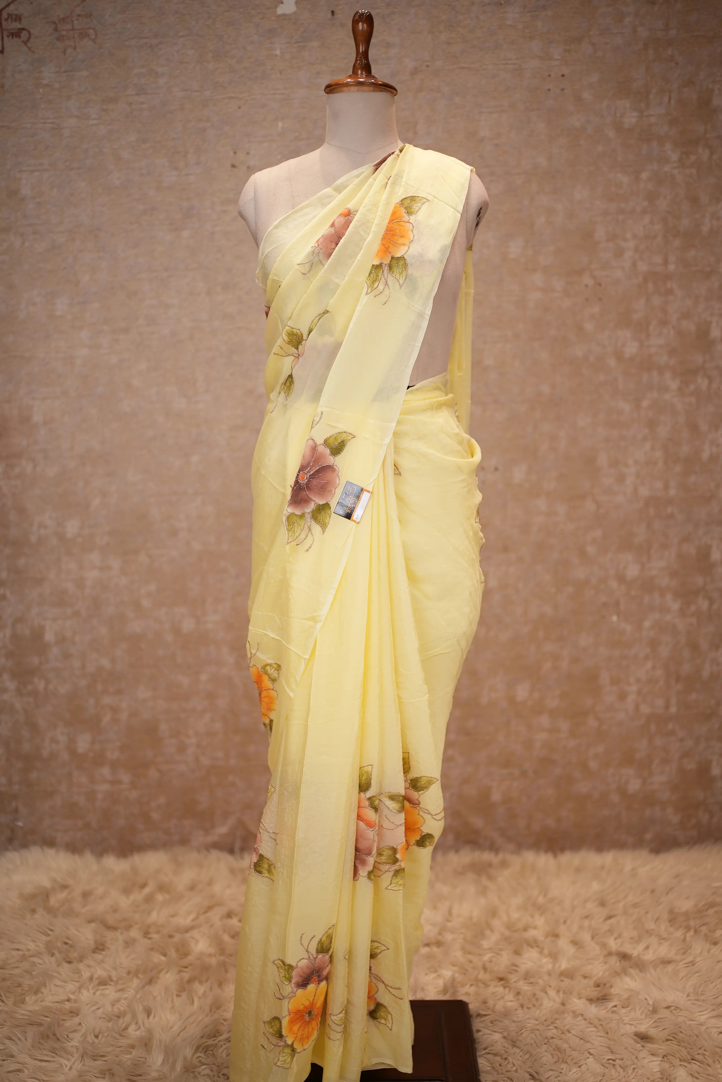 Pure Organza Fabric Digital Flower Print Saree (With Blouse)