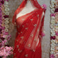 CUTDANA AND AARI WORK SAREE WITH SMALL BUTTI PATTERN AND CUTDANA BORDER (WITH RUNING BLOUSE) ##SR480