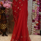 CUTDANA AND AARI WORK SAREE WITH SMALL BUTTI PATTERN AND CUTDANA BORDER (WITH RUNING BLOUSE) ##SR480