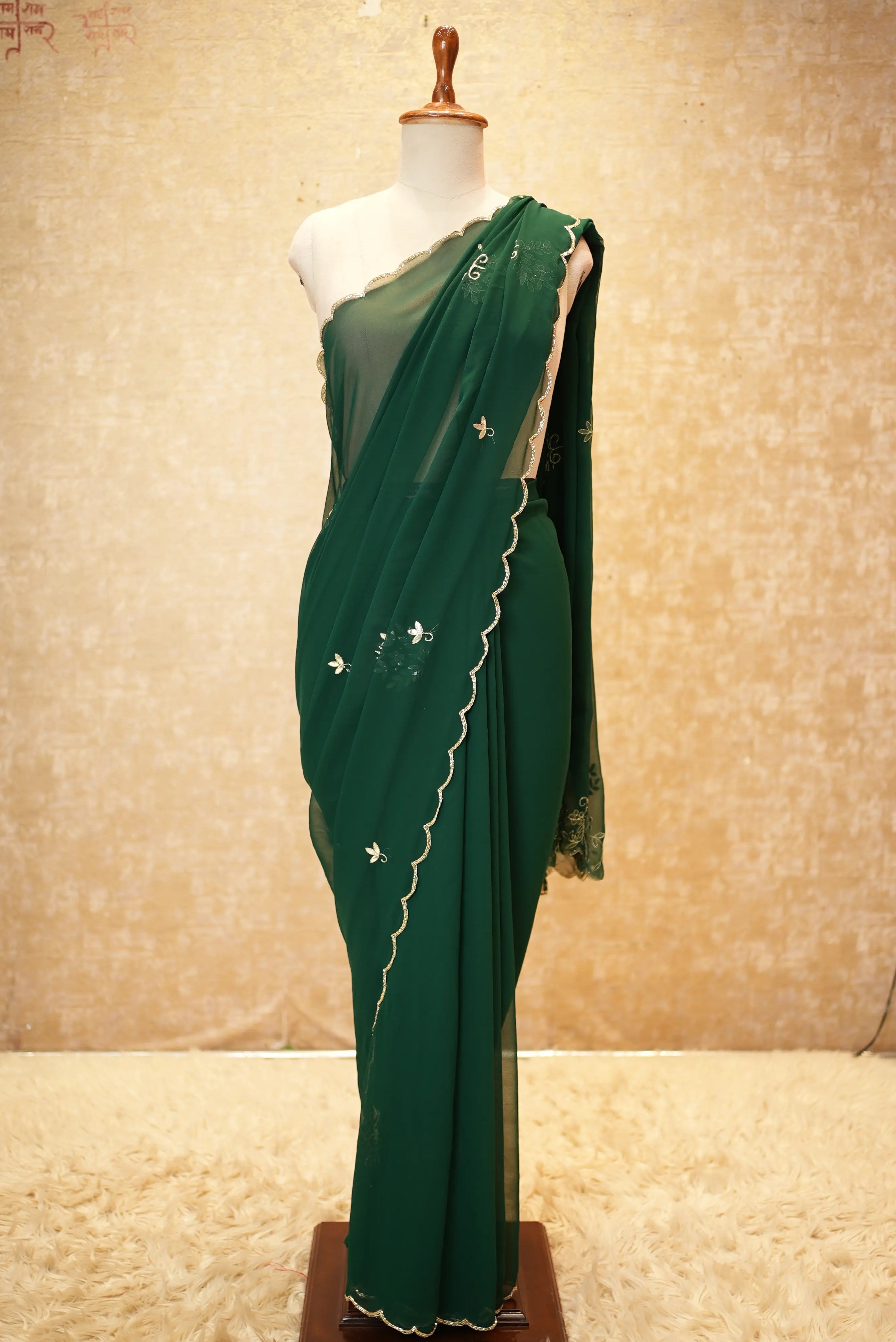 Traditional Rajasthani Saree On Georgette Fabric With Gotta Patti & Cutdana Work