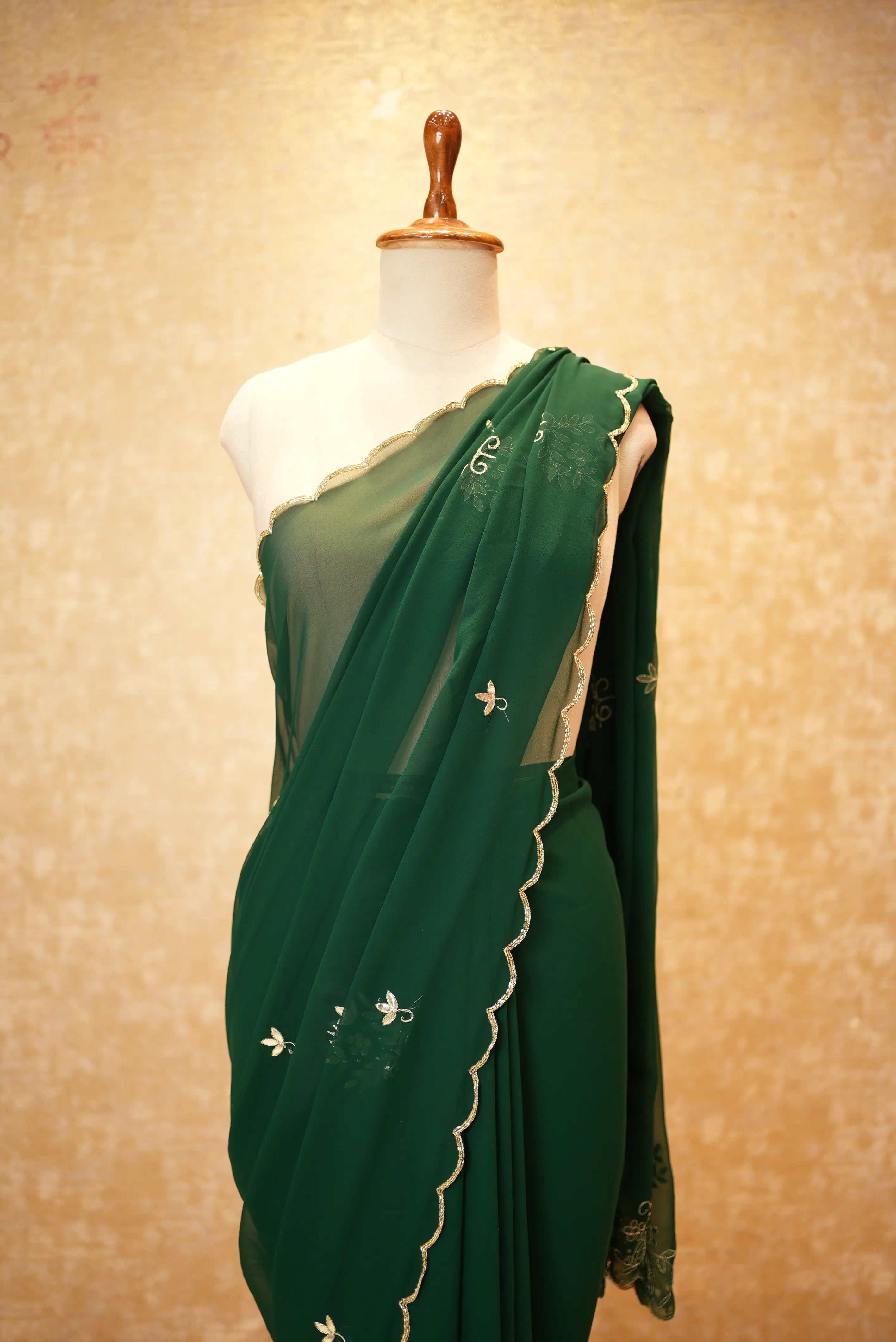Traditional Rajasthani Saree On Georgette Fabric With Gotta Patti & Cutdana Work