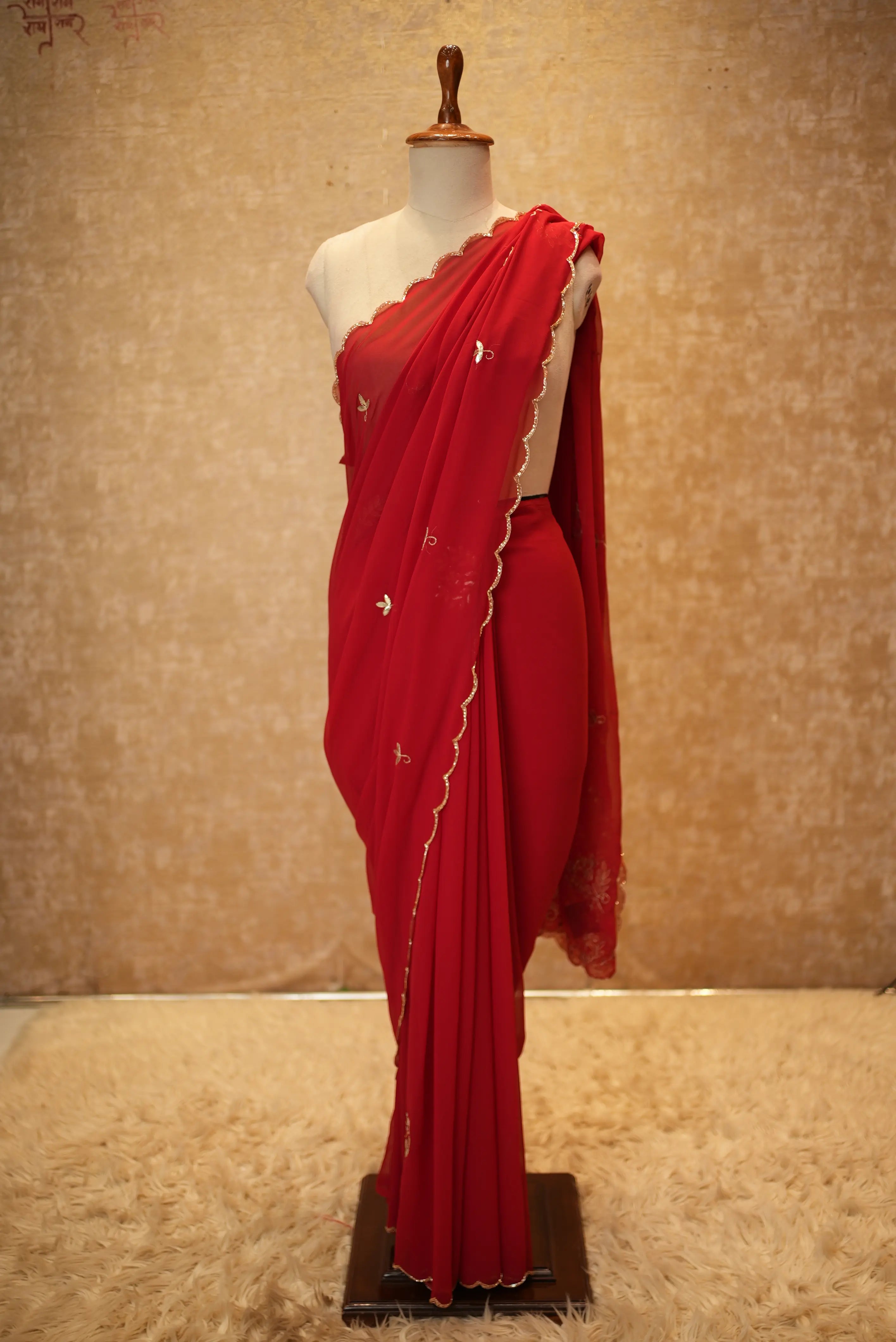 Traditional Rajasthani Saree On Georgette Fabric With Gotta Patti & Cutdana Work