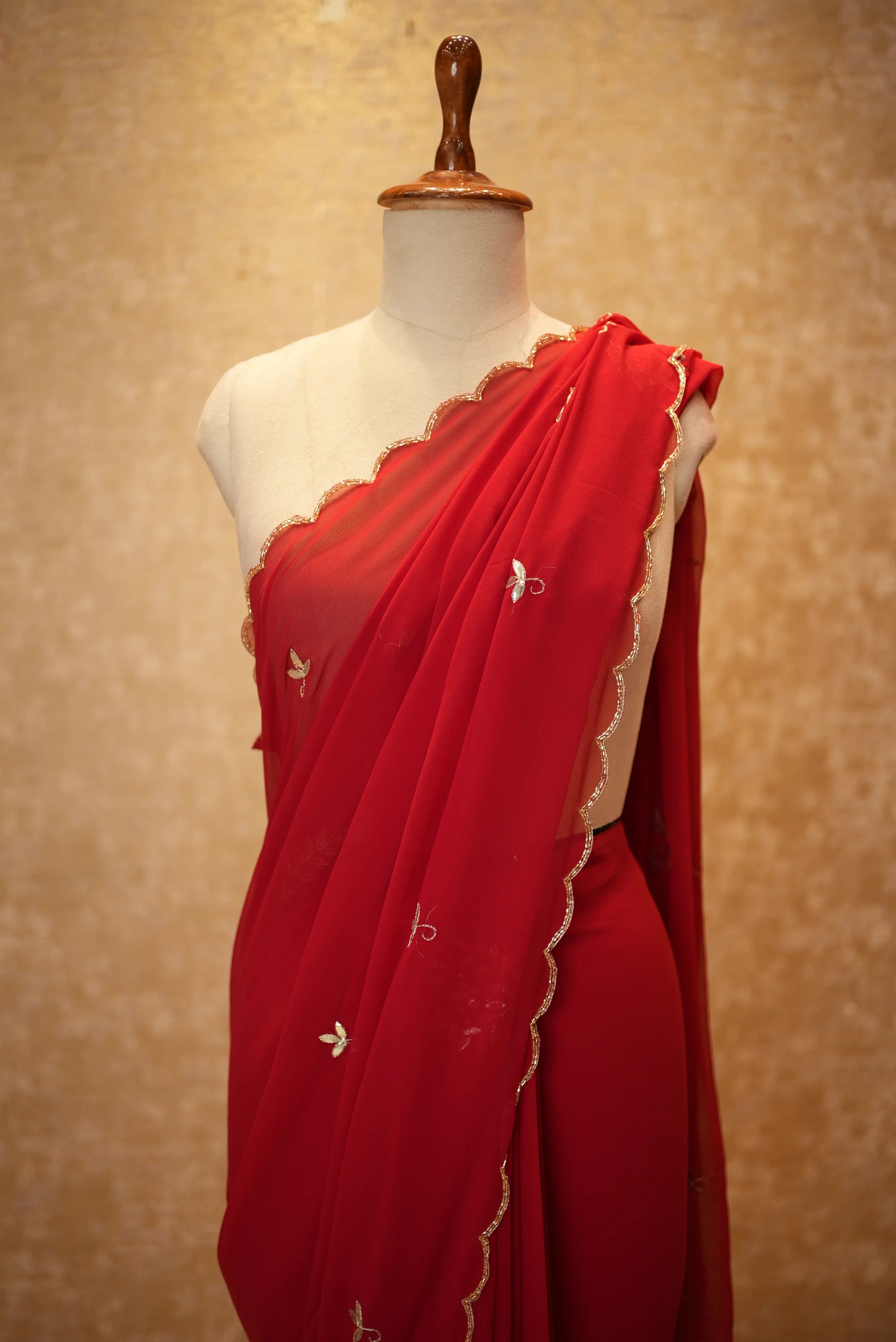 Traditional Rajasthani Saree On Georgette Fabric With Gotta Patti & Cutdana Work