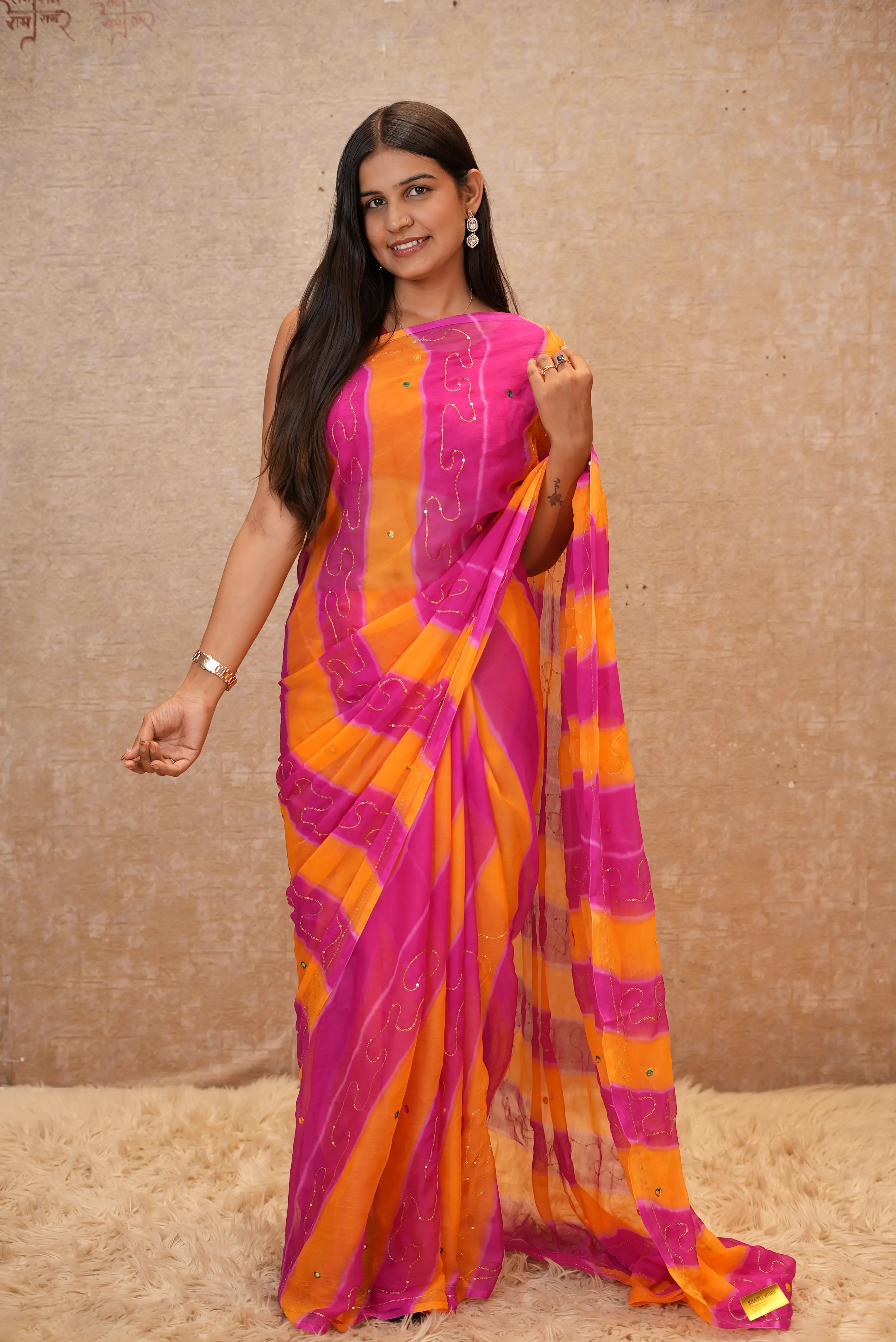 Royal Ciffon Lehariya Pattern Darbari Saree