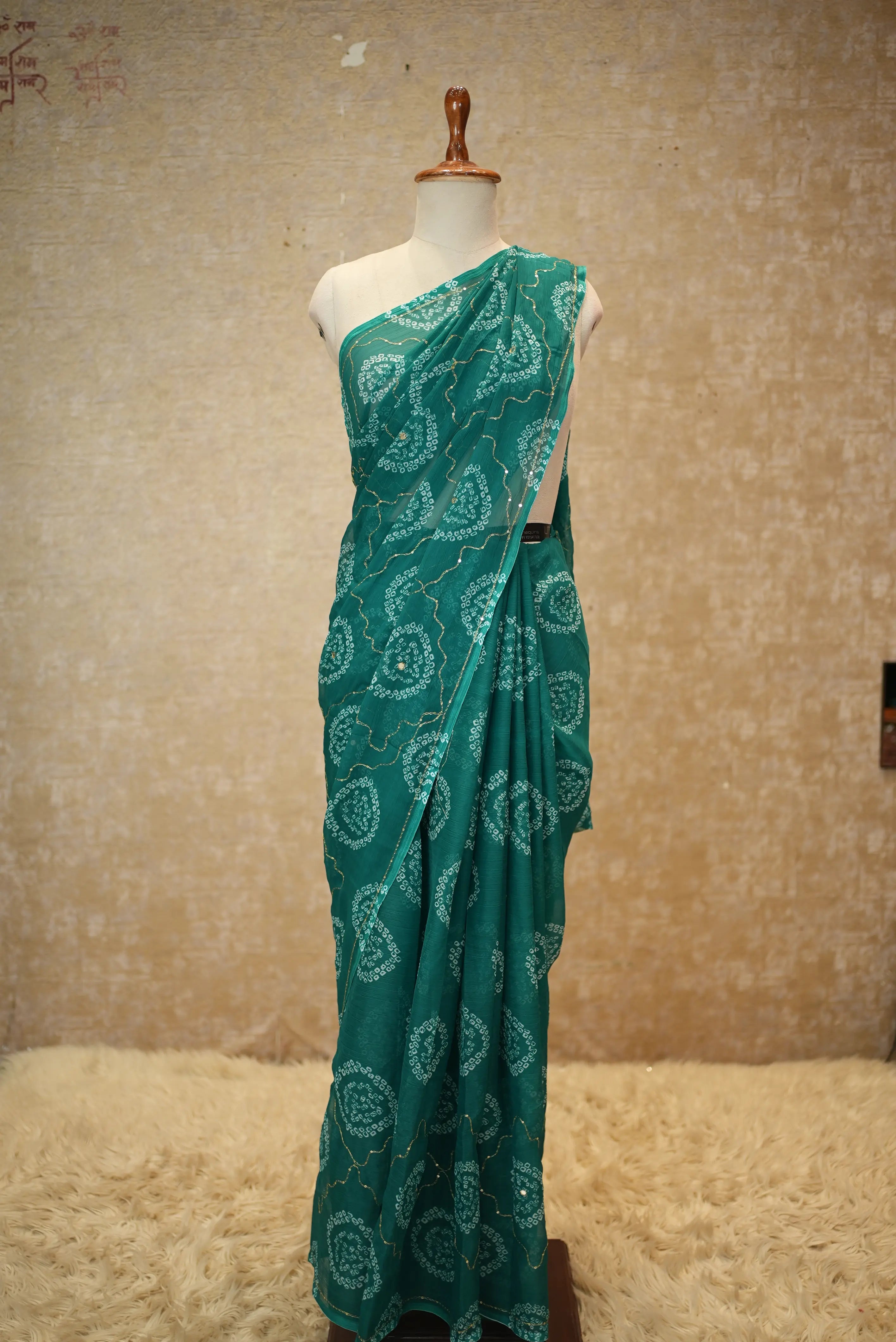 Bandhani Special Rajwadi Saree with Aari Tari Work