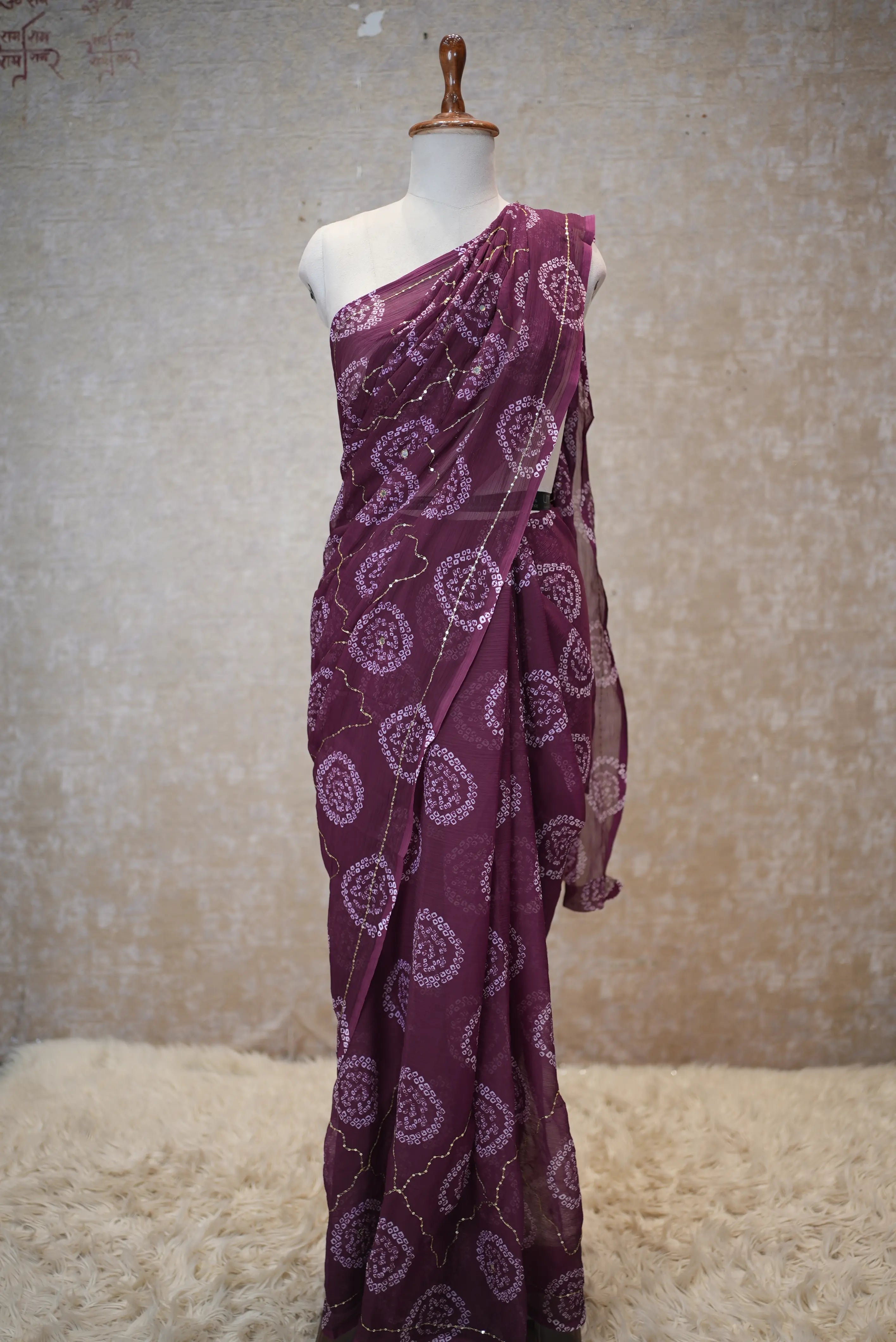 Bandhani Special Rajwadi Saree with Aari Tari Work